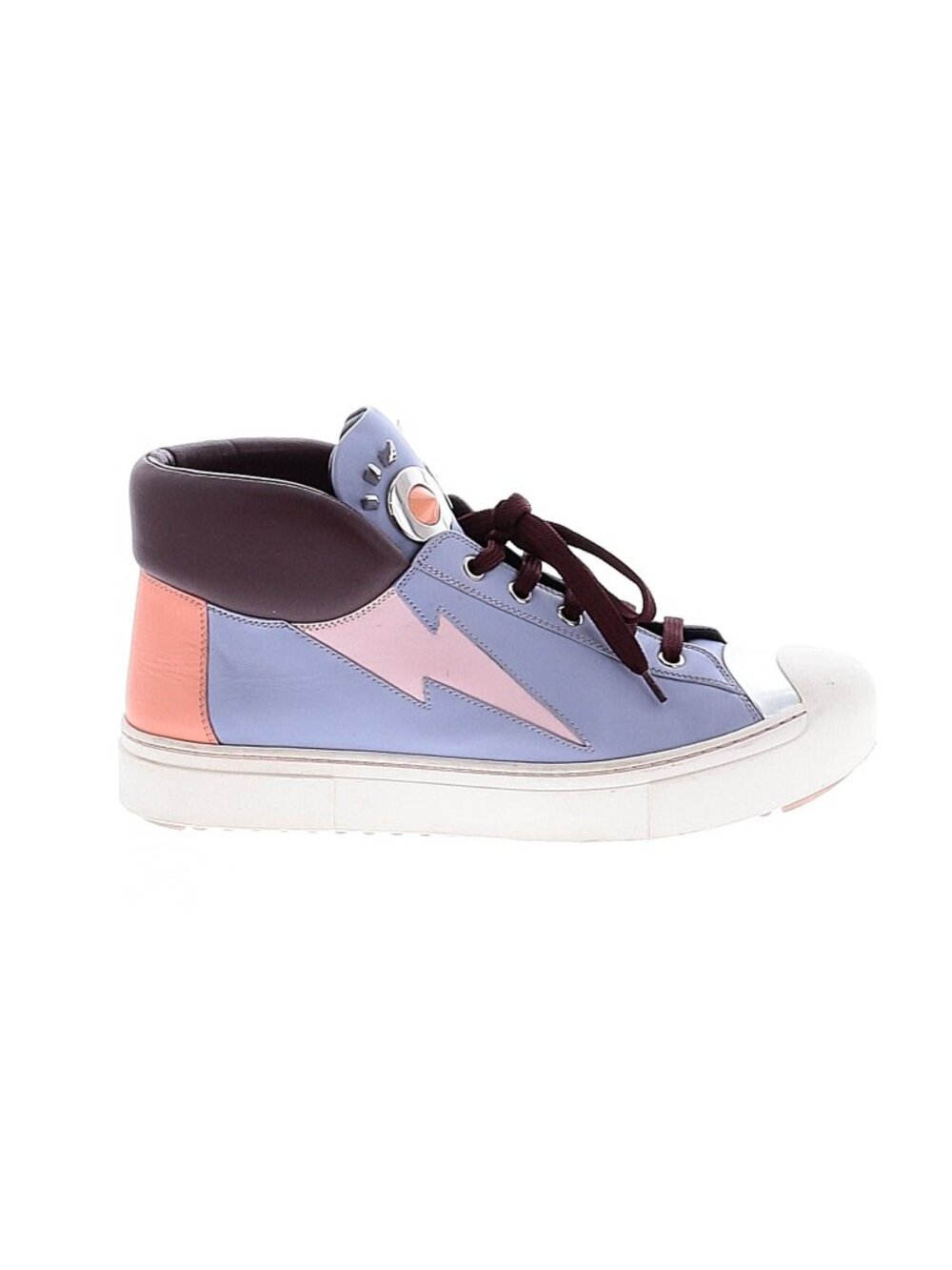 Fendi Monsters Motif Purple Leather High Top Sneakers 39.5